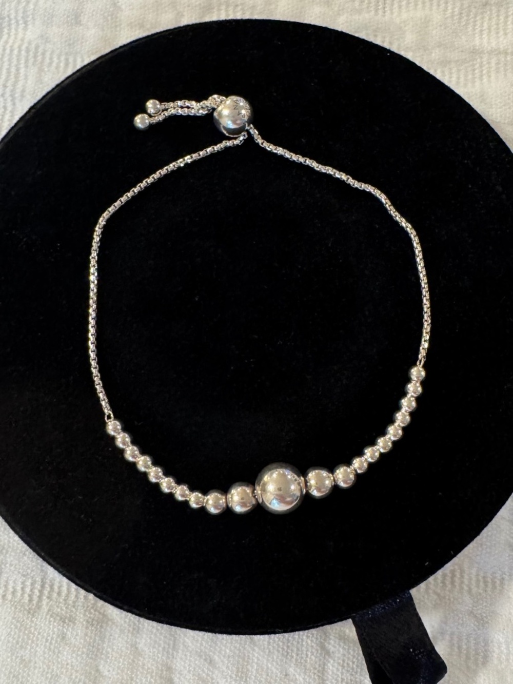 PANDORA Silver String of Beads Sliding Bracelet Preowned Excellent Condition